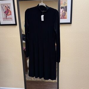 Banana Republic Classic Black Long Sleeve ribbed knit Dress